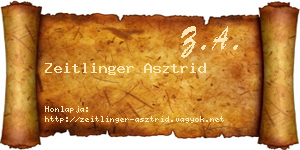 Zeitlinger Asztrid névjegykártya
